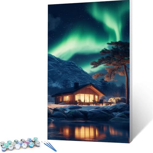 Malen Nach Zahlen Erwachsene Aurora, Malen Nach Zahlen Kinder Landschaft, DIY Handgemaltes Ölgemälde Set für Anfänger 100x200 cm, Bastelset Erwachsene Paint by Numbers, Geschenke für Frauen 8621 von XELIETOO