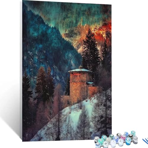 Malen Nach Zahlen Erwachsene Bäume, Malen Nach Zahlen auf Leinwand mit Pinsel und Acrylfarben set 30x40cm, Diy Bastelset Erwachsene Landschaft, für Deko Wohnzimmer und Geschenke für Frauen 8117 von XELIETOO