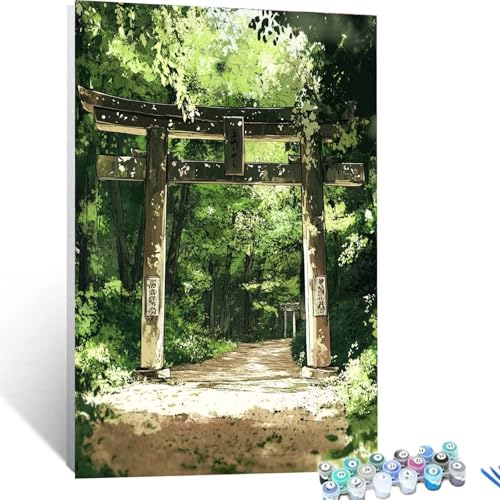 Malen Nach Zahlen Erwachsene Bäume, Malen Nach Zahlen auf Leinwand mit Pinsel und Acrylfarben set 40x55cm, Diy Bastelset Erwachsene Landschaft, für Deko Wohnzimmer und Geschenke für Frauen 5280 von XELIETOO