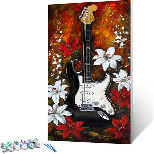 Malen Nach Zahlen Erwachsene Bass, Malen Nach Zahlen ab 7 jahre Mädchen Blume, Diy set Erwachsene mit 3 Arten Pinsel Acrylfarben Set und Leinwand 100x200 cm, Paint by Numbers für Deko Wohnzimmer 8579 von XELIETOO