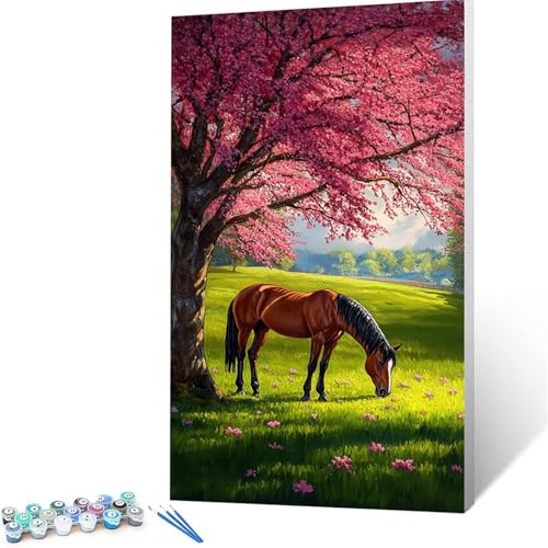 Malen Nach Zahlen Erwachsene Baum, Malen Nach Zahlen Kinder Horse, DIY Handgemaltes Ölgemälde Set für Anfänger 70x140cm, Bastelset Erwachsene Paint by Numbers, Geschenke für Frauen Zimmer Deko 5583 von XELIETOO