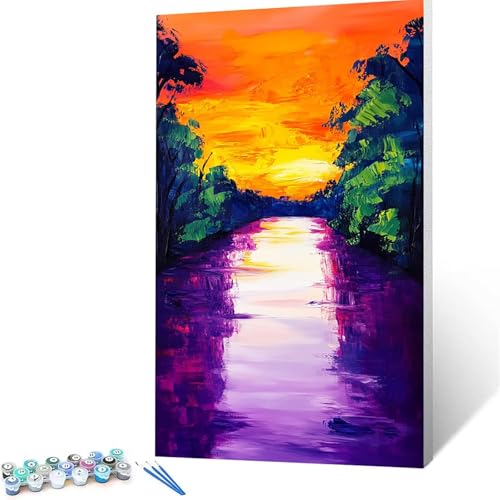 Malen Nach Zahlen Erwachsene Baum, Malen Nach Zahlen ab 7 jahre Mädchen Landschaft, Diy Set Erwachsene mit 3 Arten Pinsel Acrylfarben Set und Leinwand 100x200 cm,Paint by Numbers,Deko Wohnzimmer 3596 von XELIETOO