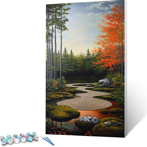 Malen Nach Zahlen Erwachsene Baum, Malen Nach Zahlen ab 7 jahre Mädchen Landschaft, Diy Set Erwachsene mit 3 Arten Pinsel Acrylfarben Set und Leinwand 60 x 120 cm,Paint by Numbers,Deko Wohnzimmer 8856 von XELIETOO