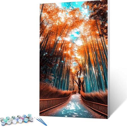 Malen Nach Zahlen Erwachsene Baum, Malen Nach Zahlen auf Leinwand mit Pinsel und Acrylfarben set 100x200 cm, Diy Bastelset Erwachsene Landschaft, für Deko Wohnzimmer und Geschenke für Frauen 6268 von XELIETOO