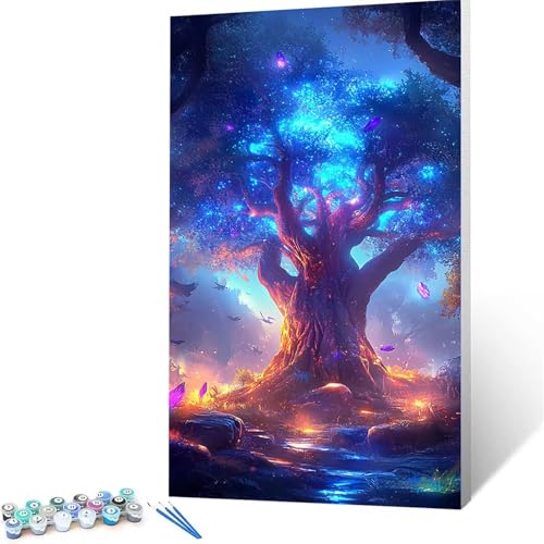 Malen Nach Zahlen Erwachsene Baum des Lebens, Malen Nach Zahlen Kinder Baum, DIY Handgemaltes Ölgemälde Set für Anfänger 70x140cm, Bastelset Erwachsene Paint by Numbers, Geschenke für Frauen 6542 von XELIETOO