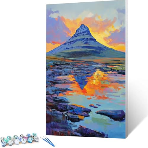 Malen Nach Zahlen Erwachsene Berg, Malen Nach Zahlen ab 7 jahre Mädchen Landschaft, Diy Set Erwachsene mit 3 Arten Pinsel Acrylfarben Set und Leinwand 100x200 cm,Paint by Numbers,Deko Wohnzimmer 9839 von XELIETOO