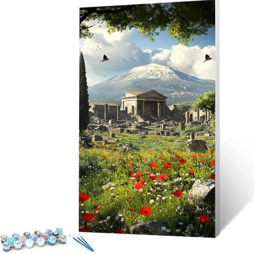 Malen Nach Zahlen Erwachsene Berg, Malen Nach Zahlen ab 7 jahre Mädchen Landschaft, Diy Set Erwachsene mit 3 Arten Pinsel Acrylfarben Set und Leinwand 30 x 60 CM,Paint by Numbers,Deko Wohnzimmer 1869 von XELIETOO