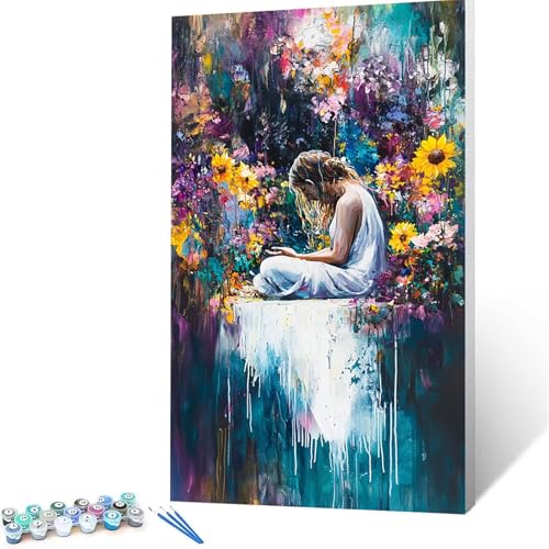 Malen Nach Zahlen Erwachsene Blume, Malen Nach Zahlen Kinder Sonnenblume, DIY Handgemaltes Ölgemälde Set für Anfänger 100 x 200 cm, Bastelset Erwachsene Paint by Numbers, Geschenke für Frauen 3945 von XELIETOO