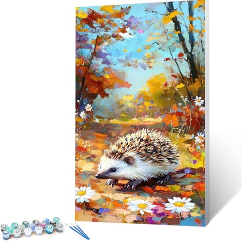 Malen Nach Zahlen Erwachsene Blume, Malen Nach Zahlen ab 7 jahre Mädchen Igel, Diy set Erwachsene mit 3 Arten Pinsel Acrylfarben Set und Leinwand 70x140cm, Paint by Numbers für Deko Wohnzimmer 4939 von XELIETOO