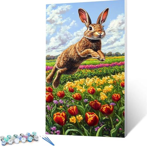 Malen Nach Zahlen Erwachsene Blume, Malen Nach Zahlen ab 7 jahre Mädchen Kaninchen, Diy Set Erwachsene mit 3 Arten Pinsel Acrylfarben Set und Leinwand 100x200 cm,Paint by Numbers,Deko Wohnzimmer 7908 von XELIETOO