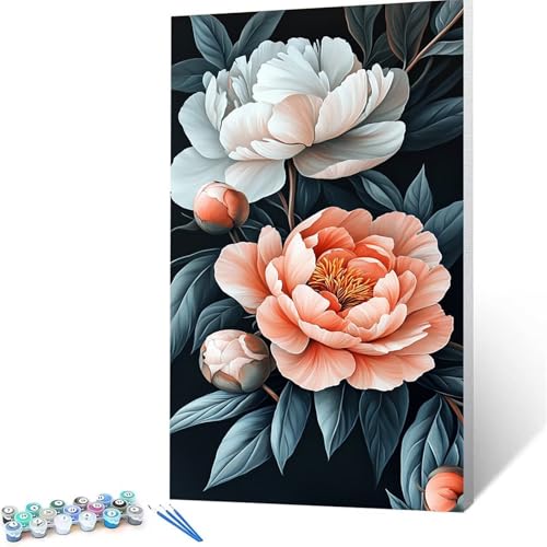 Malen Nach Zahlen Erwachsene Blume, Malen Nach Zahlen ab 7 jahre Mädchen Pflanze, Diy set Erwachsene mit 3 Arten Pinsel Acrylfarben Set und Leinwand 70x140cm, Paint by Numbers für Deko Wohnzimmer 2958 von XELIETOO