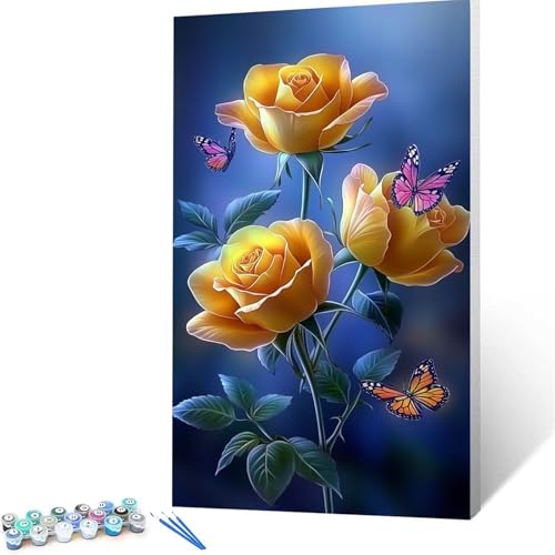 Malen Nach Zahlen Erwachsene Blume, Malen Nach Zahlen ab 7 jahre Mädchen Schmetterling, Diy Set Erwachsene mit 3 Arten Pinsel Acrylfarben Set und Leinwand 90 x 180 cm,Paint by Numbers Zimmer Deko 8259 von XELIETOO