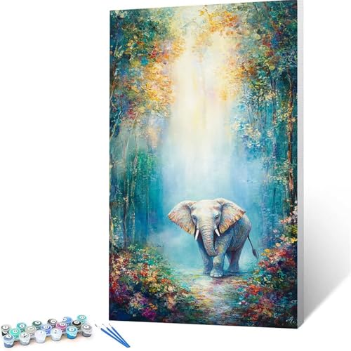 Malen Nach Zahlen Erwachsene Blume, Malen Nach Zahlen auf Leinwand mit Pinsel und Acrylfarben set 100 x 200 cm, Diy Bastelset Erwachsene Elefant, für Deko Wohnzimmer und Geschenke für Frauen 7704 von XELIETOO