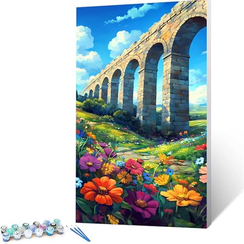 Malen Nach Zahlen Erwachsene Brücke, Malen Nach Zahlen auf Leinwand mit Pinsel und Acrylfarben set 80x160 cm, Diy Bastelset Erwachsene Blume, für Deko Wohnzimmer, Geschenke für Frauen (rahmenlos) 6222 von XELIETOO