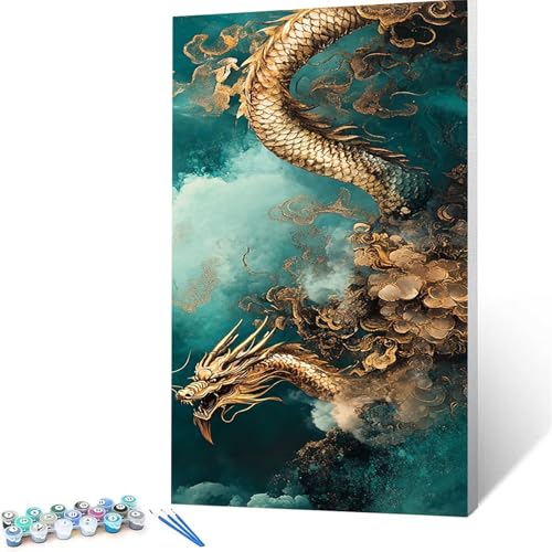 Malen Nach Zahlen Erwachsene Drachen, Malen Nach Zahlen Kinder Fantasie,DIY Handgemaltes Ölgemälde Set für Anfänger 70x140cm,Bastelset Erwachsene Paint by Numbers,Geschenke für Frauen Zimmer Deko 9629 von XELIETOO