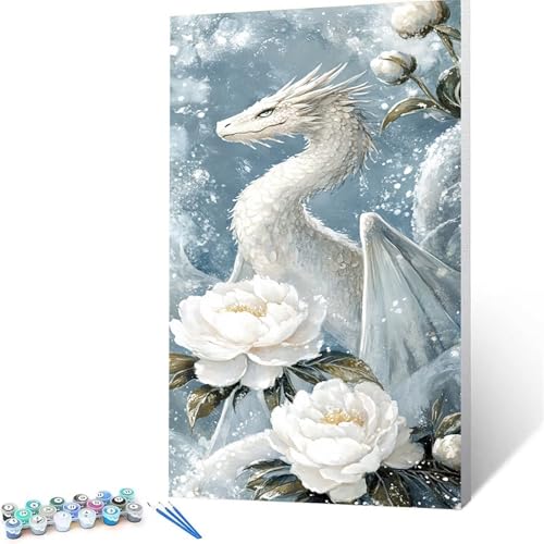 Malen Nach Zahlen Erwachsene Drachen, Malen Nach Zahlen ab 7 jahre Mädchen Blume, Diy set Erwachsene mit 3 Arten Pinsel Acrylfarben Set und Leinwand 100x200 cm, Paint by Numbers, Deko Wohnzimmer 1789 von XELIETOO