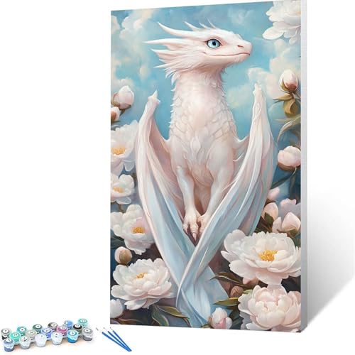 Malen Nach Zahlen Erwachsene Drachen, Malen Nach Zahlen auf Leinwand mit Pinsel und Acrylfarben set 70 x 140 CM, Diy Bastelset Erwachsene Blume, für Deko Wohnzimmer und Geschenke für Frauen 1612 von XELIETOO