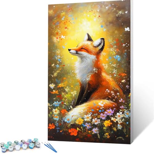 Malen Nach Zahlen Erwachsene Fuchs, Malen Nach Zahlen auf Leinwand mit Pinsel und Acrylfarben set (60 x 120 cm), Diy Bastelset Erwachsene Blume, für Deko Wohnzimmer und Geschenke für Frauen 3670 von XELIETOO