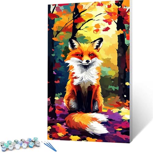 Malen Nach Zahlen Erwachsene Fuchs, Malen Nach Zahlen auf Leinwand mit Pinsel und Acrylfarben set 100x200 cm, Diy Bastelset Erwachsene Tier, für Deko Wohnzimmer, Geschenke für Frauen (rahmenlos) 8329 von XELIETOO