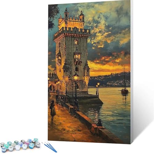 Malen Nach Zahlen Erwachsene Hafen, Malen Nach Zahlen auf Leinwand mit Pinsel und Acrylfarben set 100 x 200 cm, Diy Bastelset Erwachsene Nachtansicht, für Deko Wohnzimmer, Geschenke für Frauen 5413 von XELIETOO