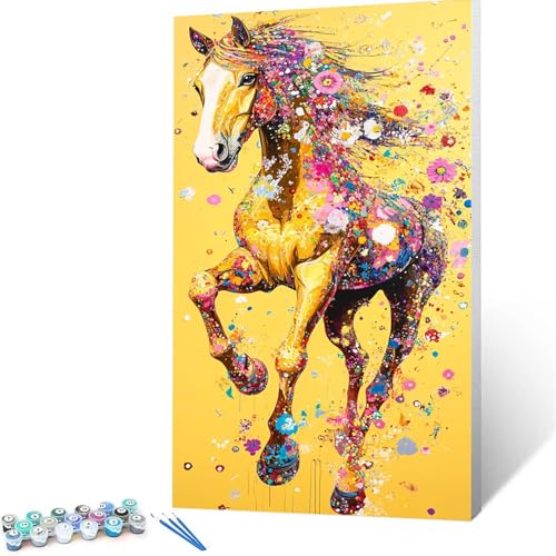 Malen Nach Zahlen Erwachsene Horse, Malen Nach Zahlen Kinder Abstrakt, DIY Handgemaltes Ölgemälde Set für Anfänger 70x140cm, Bastelset Erwachsene Paint by Numbers,Geschenke für Frauen Zimmer Deko 8399 von XELIETOO