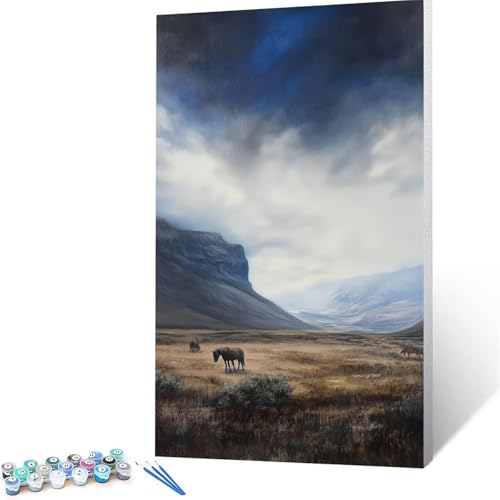 Malen Nach Zahlen Erwachsene Horse, Malen Nach Zahlen Kinder Landschaft, DIY Handgemaltes Ölgemälde Set für Anfänger 30 x 60 CM, Bastelset Erwachsene Paint by Numbers, Geschenke für Frauen 7159 von XELIETOO