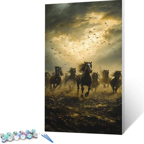 Malen Nach Zahlen Erwachsene Horse, Malen Nach Zahlen Kinder Wolke, DIY Handgemaltes Ölgemälde Set für Anfänger (60x120 cm),Bastelset Erwachsene Paint by Numbers,Geschenke für Frauen Zimmer Deko 9063 von XELIETOO