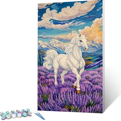 Malen Nach Zahlen Erwachsene Horse, Malen Nach Zahlen Kinder Wolke, DIY Handgemaltes Ölgemälde Set für Anfänger (90x180 cm), Bastelset Erwachsene Paint by Numbers,Geschenke für Frauen Zimmer Deko 6563 von XELIETOO