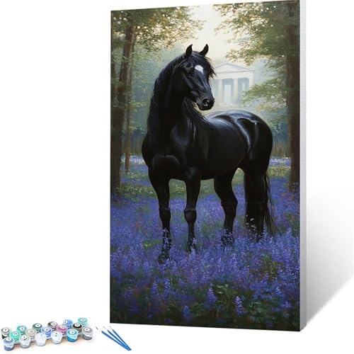 Malen Nach Zahlen Erwachsene Horse, Malen Nach Zahlen ab 7 jahre Mädchen Pflanze, Diy set Erwachsene mit 3 Arten Pinsel Acrylfarben Set und Leinwand 100x200 cm, Paint by Numbers, Deko Wohnzimmer 1674 von XELIETOO