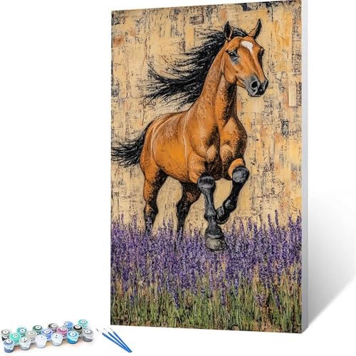 Malen Nach Zahlen Erwachsene Horse, Malen Nach Zahlen auf Leinwand mit Pinsel und Acrylfarben set (50 x 100 cm), Diy Bastelset Erwachsene Tier, für Deko Wohnzimmer, Geschenke für Frauen rahmenlos 1877 von XELIETOO