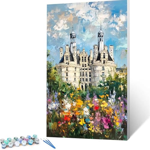 Malen Nach Zahlen Erwachsene Kirche, Malen Nach Zahlen auf Leinwand mit Pinsel und Acrylfarben set 70x140cm, Diy Bastelset Erwachsene Blume, für Deko Wohnzimmer, Geschenke für Frauen (rahmenlos) 8165 von XELIETOO