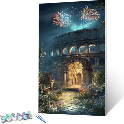 Malen Nach Zahlen Erwachsene Kolosseum, Malen Nach Zahlen auf Leinwand mit Pinsel und Acrylfarben set 100 x 200 cm, Diy Bastelset Erwachsene Landschaft, für Deko Wohnzimmer, Geschenke für Frauen 2454 von XELIETOO