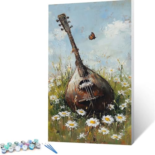 Malen Nach Zahlen Erwachsene Musikinstrumente, Malen Nach Zahlen ab 7 jahre Mädchen Schmetterling, Diy Set Erwachsene mit 3 Arten Pinsel Acrylfarben Set und Leinwand 40 x 80 cm,Paint by Numbers 3293 von XELIETOO