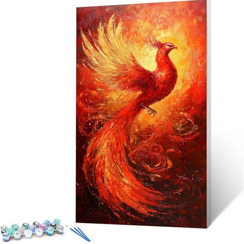 Malen Nach Zahlen Erwachsene Phönix, Malen Nach Zahlen ab 7 jahre Mädchen Fantasie, Diy Set Erwachsene mit 3 Arten Pinsel Acrylfarben Set und Leinwand 80x160 cm,Paint by Numbers,Deko Wohnzimmer 6210 von XELIETOO