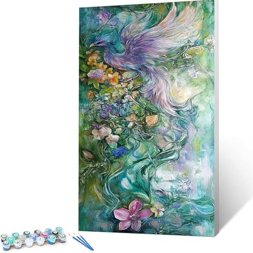 Malen Nach Zahlen Erwachsene Phönix, Malen Nach Zahlen auf Leinwand mit Pinsel und Acrylfarben set (90x180 cm), Diy Bastelset Erwachsene Blume, für Deko Wohnzimmer, Geschenke für Frauen rahmenlos 3839 von XELIETOO