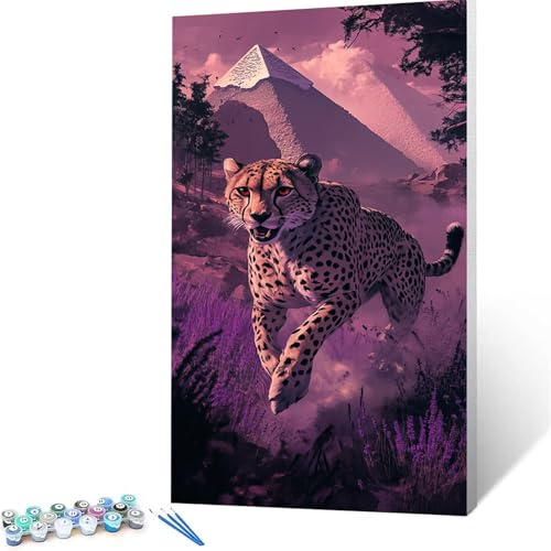 Malen Nach Zahlen Erwachsene Pyramide, Malen Nach Zahlen Kinder Leopard, DIY Handgemaltes Ölgemälde Set für Anfänger 70 x 140 CM, Bastelset Erwachsene Paint by Numbers, Geschenke für Frauen 6932 von XELIETOO