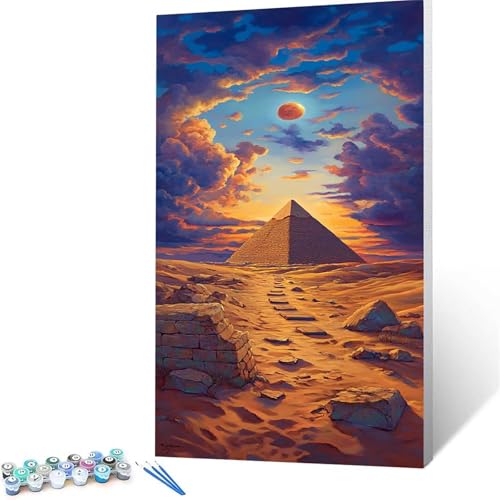 Malen Nach Zahlen Erwachsene Pyramide, Malen Nach Zahlen auf Leinwand mit Pinsel und Acrylfarben set 90 x 180 cm, Diy Bastelset Erwachsene Landschaft, für Deko Wohnzimmer, Geschenke für Frauen 7041 von XELIETOO