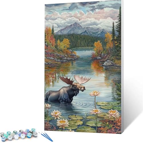 Malen Nach Zahlen Erwachsene Reh, Malen Nach Zahlen ab 7 jahre Mädchen Landschaft, Diy Set Erwachsene mit 3 Arten Pinsel Acrylfarben Set und Leinwand 100x200 cm,Paint by Numbers,Deko Wohnzimmer 2458 von XELIETOO