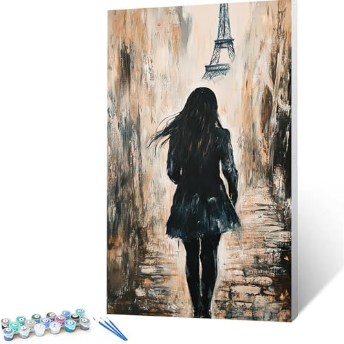 Malen Nach Zahlen Erwachsene Schönheit, Malen Nach Zahlen ab 7 jahre Mädchen Paris, Diy Set Erwachsene mit 3 Arten Pinsel Acrylfarben Set und Leinwand 100x200 cm,Paint by Numbers,Deko Wohnzimmer 8000 von XELIETOO