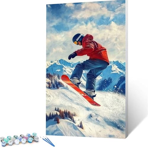 Malen Nach Zahlen Erwachsene Ski, Malen Nach Zahlen ab 7 jahre Mädchen Athlet, Diy set Erwachsene mit 3 Arten Pinsel Acrylfarben Set und Leinwand 70 x 140 CM, Paint by Numbers für Deko Wohnzimmer 7671 von XELIETOO