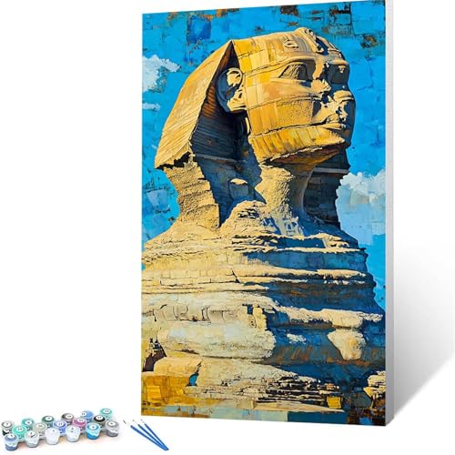 Malen Nach Zahlen Erwachsene Sphinx, Malen Nach Zahlen ab 7 jahre Mädchen Landschaft, Diy Set Erwachsene mit 3 Arten Pinsel Acrylfarben Set und Leinwand (50 x 100 cm),Paint by Numbers Zimmer Deko 7297 von XELIETOO