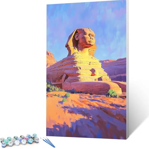 Malen Nach Zahlen Erwachsene Sphinx, Malen Nach Zahlen ab 7 jahre Mädchen Landschaft, Diy Set Erwachsene mit 3 Arten Pinsel Acrylfarben Set und Leinwand 90x180 cm,Paint by Numbers,Deko Wohnzimmer 2001 von XELIETOO