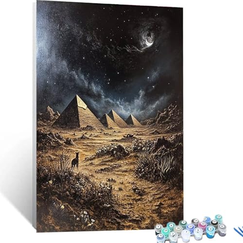 Malen Nach Zahlen Erwachsene Sternenhimmel, Malen Nach Zahlen auf Leinwand mit Pinsel und Acrylfarben set 40x55cm, Diy Bastelset Erwachsene Pyramide, für Deko Wohnzimmer und Geschenke für Frauen 9789 von XELIETOO