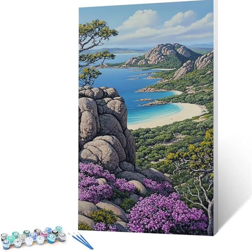 Malen Nach Zahlen Erwachsene Strand, Malen Nach Zahlen Kinder Landschaft, DIY Handgemaltes Ölgemälde Set für Anfänger 80x160 cm, Bastelset Erwachsene Paint by Numbers, Geschenke für Frauen 8354 von XELIETOO