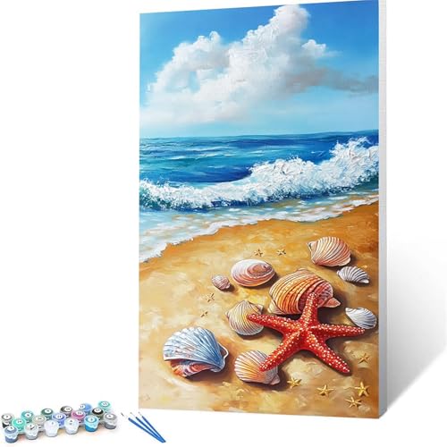 Malen Nach Zahlen Erwachsene Strand, Malen Nach Zahlen auf Leinwand mit Pinsel und Acrylfarben set (90x180 cm), Diy Bastelset Erwachsene Meer, für Deko Wohnzimmer, Geschenke für Frauen rahmenlos 4192 von XELIETOO