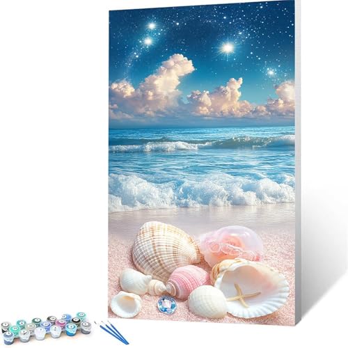 Malen Nach Zahlen Erwachsene Strand, Malen Nach Zahlen auf Leinwand mit Pinsel und Acrylfarben set 80x160cm, Diy Bastelset Erwachsene Sternenhimmel, für Deko Wohnzimmer, Geschenke für Frauen 3668 von XELIETOO