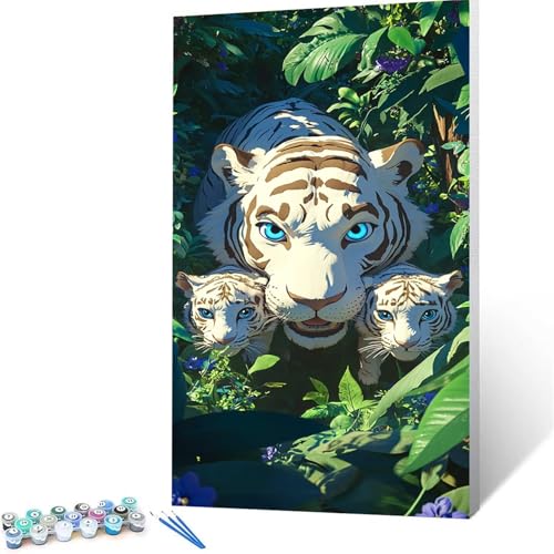 Malen Nach Zahlen Erwachsene Tiger, Malen Nach Zahlen Kinder Landschaft, DIY Handgemaltes Ölgemälde Set für Anfänger (60 x 120 cm), Bastelset Erwachsene Paint by Numbers, Geschenke für Frauen 4299 von XELIETOO