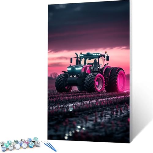 Malen Nach Zahlen Erwachsene Traktor, Malen Nach Zahlen Kinder Auto, DIY Handgemaltes Ölgemälde Set für Anfänger (50x100 cm),Bastelset Erwachsene Paint by Numbers,Geschenke für Frauen Zimmer Deko 6872 von XELIETOO