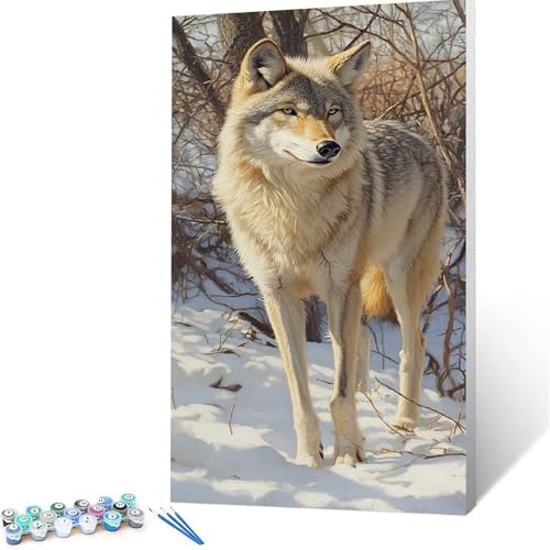 Malen Nach Zahlen Erwachsene Wolf, Malen Nach Zahlen auf Leinwand mit Pinsel und Acrylfarben set (90x180 cm), Diy Bastelset Erwachsene Tier, für Deko Wohnzimmer, Geschenke für Frauen (rahmenlos) 5719 von XELIETOO