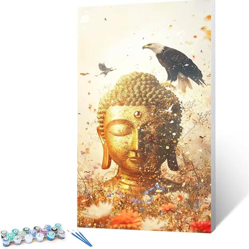 Malen Nach Zahlen Erwachsene Zen, Malen Nach Zahlen ab 7 jahre Mädchen Adler, Diy set Erwachsene mit 3 Arten Pinsel Acrylfarben Set und Leinwand (40 x 80 cm), Paint by Numbers für Deko Wohnzimmer 7044 von XELIETOO